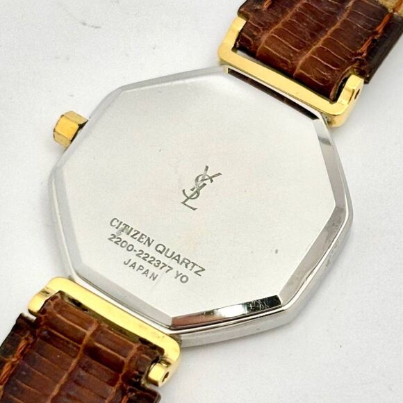 Yves Saint Laurent Vintage 90s Gold‑Tone Octagon Citizen Quartz Watch *WORKING* main image 5